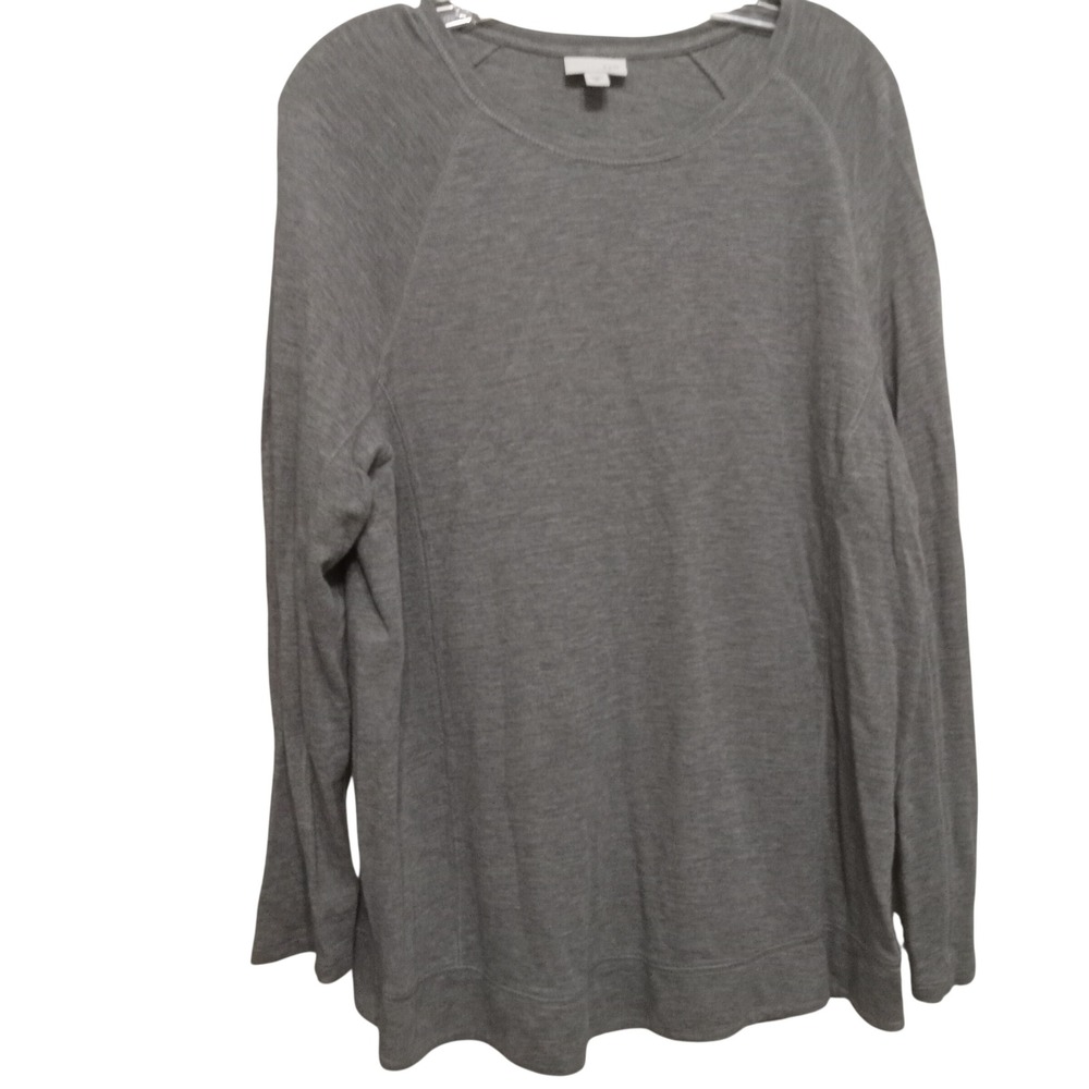 J. Jill Pure Jill Gray Cotton Modal Raglan Long Sleeve Sweatshirt XL Soft Travel